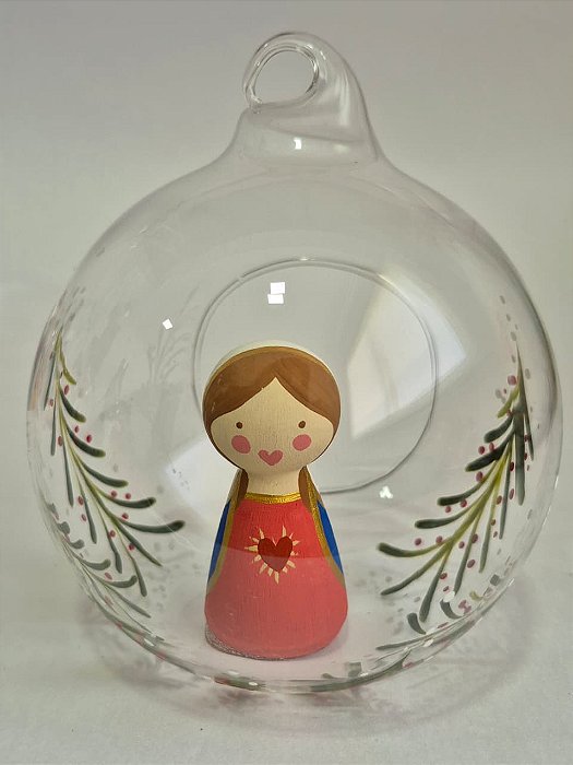 BOLA DE NATAL DE VIDRO PINTADO + NOSSA SRA. DO SAGRADO CORAÇÃO 3