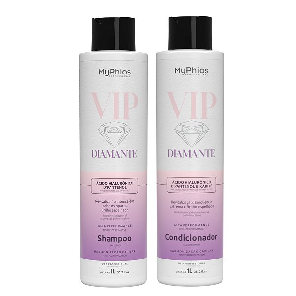 Kit Shampoo e Condicionador 1L VIP DIAMANTE MyPhios Professional