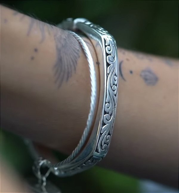 Bracelete em prata925 - Eletroformação Quadrado