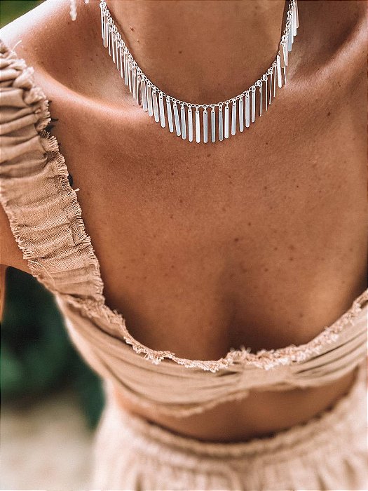 Gargantilha em prata925 - Choker de Franja