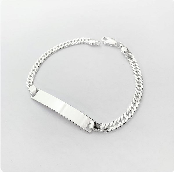 Pulseira em prata925 - Grumet com Plaquinha