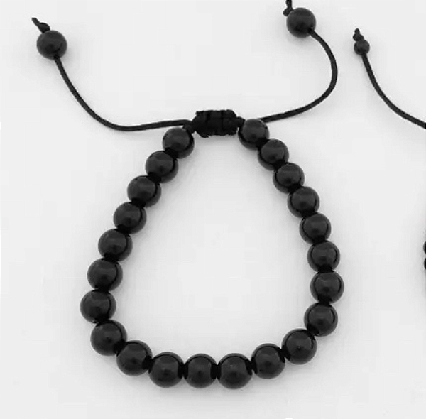 Pulseira na pedra natural -  PEDRA ÁGATA NEGRA\MACRAMÊ FIO ENCERADO