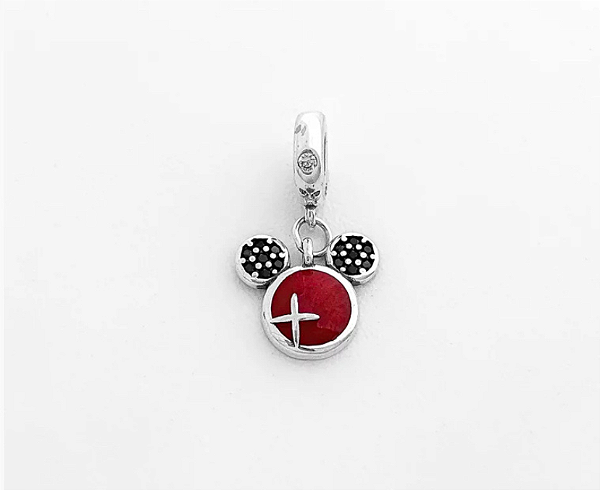 Berloque em Prata925 - Do Mickey Vermelho Cravejado com Zircônia Preta