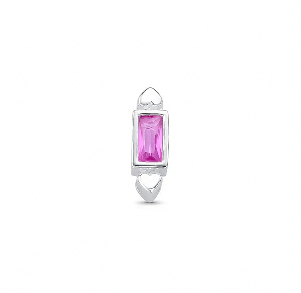 PINGENTE RM PRATA925 ZIRCÔNIA RUBI ROSE C/ CORAÇÕES NAS PONTAS