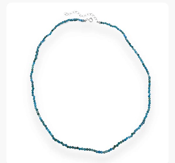 Gargantilha em Prata925 -  Na Pedra Natural Jade Apatita