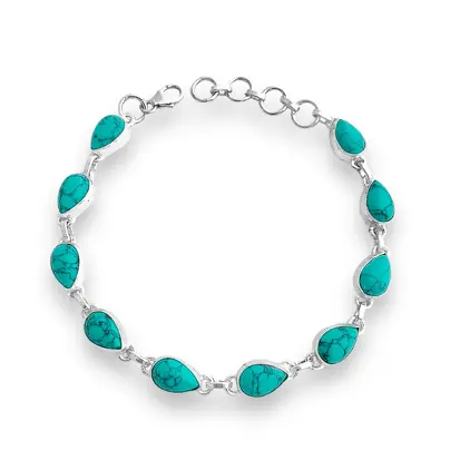 PULSEIRA EM PRATA925 PEDRA NATURAL TURQUESA
