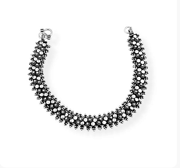Pulseira em Prata925 -  Pikun Florzinhas com Bolinhas