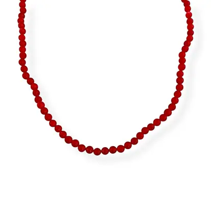 GARGANTILHA EM PRATA925 COM PEDRA JADE VERMELHA