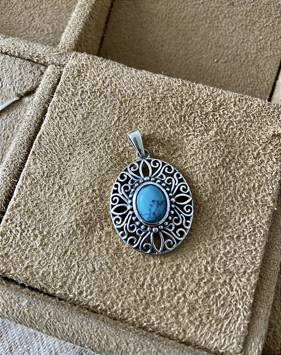 Pingente em Prata925 - Mandala - Pedra Turquesa