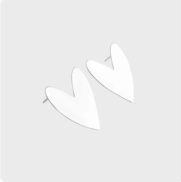 Brinco em Prata925 de Coração Liso Achatado