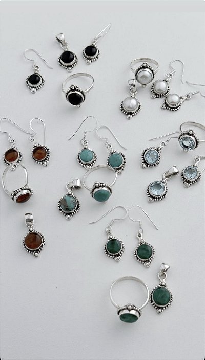 Conjunto em prata925 - Na Pedra Natural