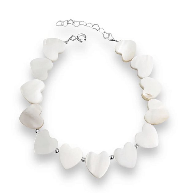 Pulseira de Coração em Madrepérola com Bolinhas