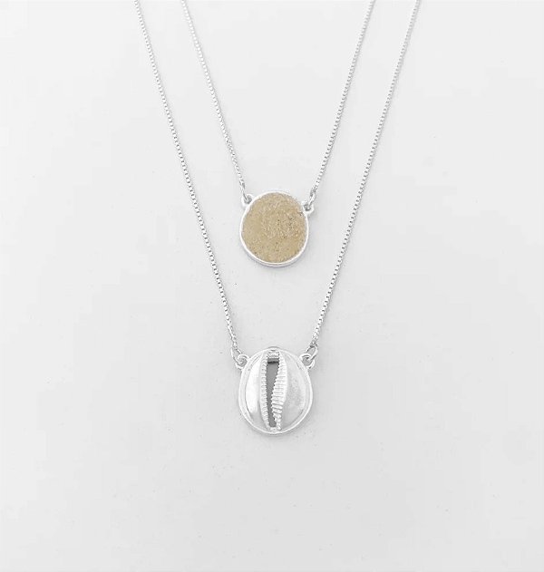 Escapulário em Prata925 de Búzios com Areia