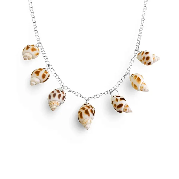 GARGANTILHA EM PRATA925  COM CONCHAS CARAMUJOS NATURAIS