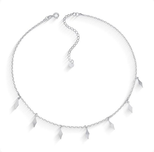 Gargantilha em Prata925 - Choker com Losango Liso Chapado