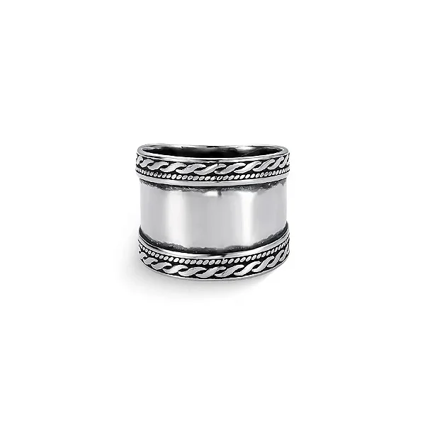 ANEL EM PRATA925 - INDIANO COM DETALHES NAS BORDAS