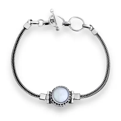 PULSEIRA EM PRATA925 - BOHO ENVELHECIDA PÉROLA BARROCA REDONDA