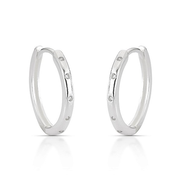 BRINCO PRATA925 - ARGOLA CLICK COM CINCO ZIRCONIAS