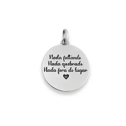 PINGENTE EM PRATA925 ENVELHECIDO LASER COM FRASE