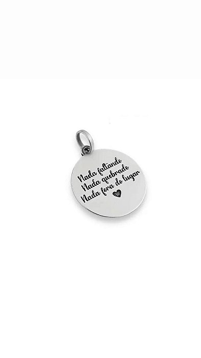 PINGENTE EM PRATA925 ENVELHECIDO LASER COM FRASE