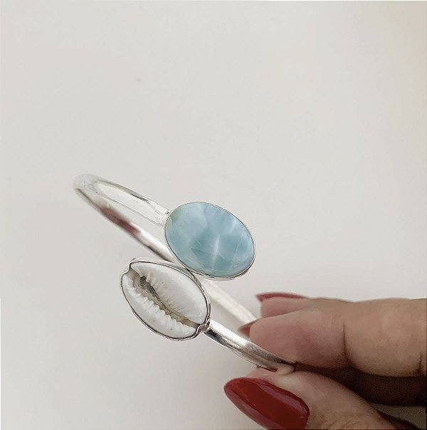 Bracelete em Prata925 - Larimar / Búzios