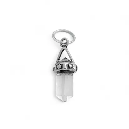 Pingente em prata925 - Pedra Natural Cristal e Base Detalhada