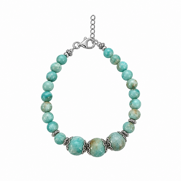 Pulseira em Prata925 - Tailandesa com Pedra Natural Amazonita
