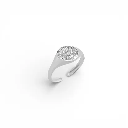 Anel em Prata925 - Falange Sinetе Oval com Coração