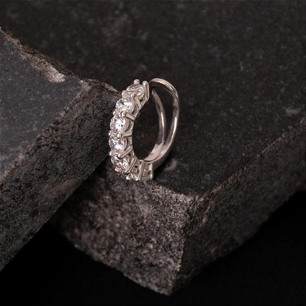 Piercing Fake em Prata 925 com 7 Zircônias