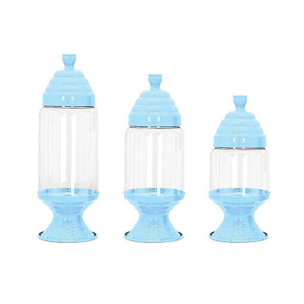 Trio mini baleiro Decorativo Azul Bebê tipo-a