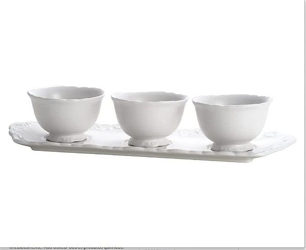 Conjunto Petisqueiras Porcelana Durable com Bandeja