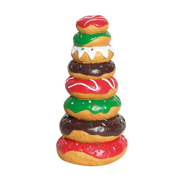 Torre Decorativa Natalina De Donuts Colorido 23x12cm