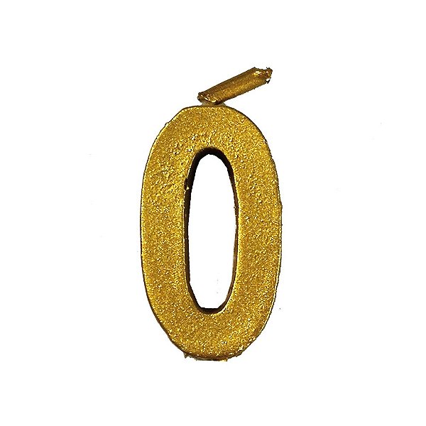 Vela de Aniversário Mini Número 0 Metalizado Ouro com 1 unidade