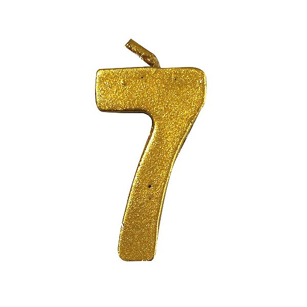 Vela de Aniversário Mini Número 7 Metalizado Ouro com 1 unidade