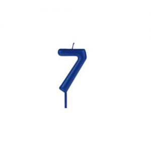Vela de Aniversário Big Metalizada Azul 9cm Número 7