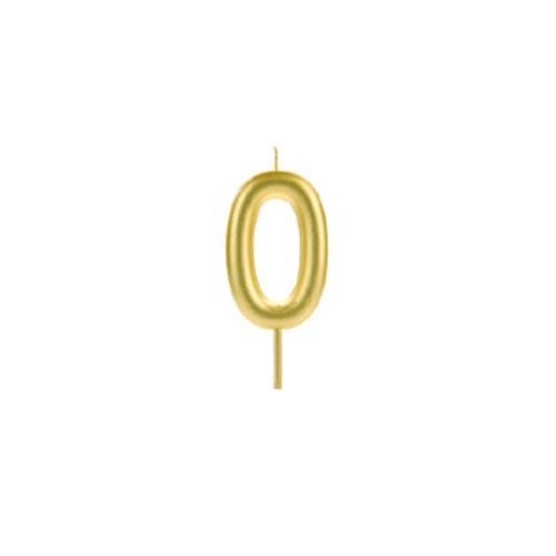 Vela de Aniversário Big Metalizada Dourada 9cm Número 0