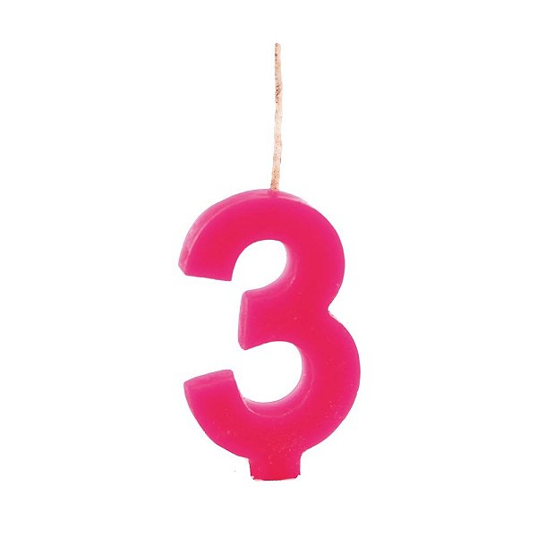 Vela de Aniversário Número 3 Colors Rosa UV com 1 unidade