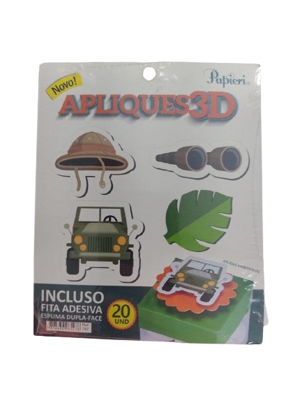 Aplique 3d Safari Diversos com 20 unidades Papieri