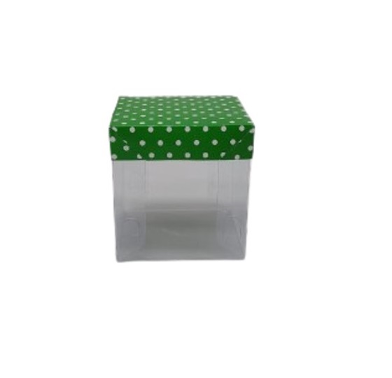 Caixa de Acetato 6,5x6,5x7cm Poá Verde e Branco com 8 unidades