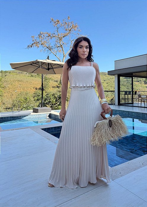 VESTIDO LONGO PLISSADO ZARA