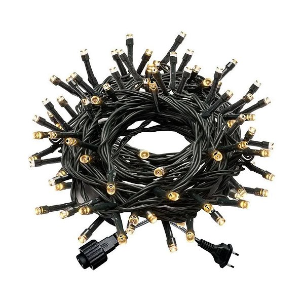 Cordão 10m 100 Leds Natal Prova D'água Branco Quente 220v