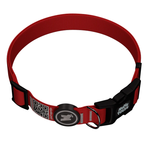 Conjunto Coleira e Guia para Cachorro Premium com QR Code | Power Red