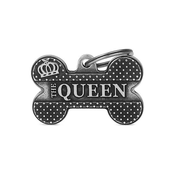 Plaquinha Bronx Osso Grande "The Queen" em Prata Antiga | Ganhe a Gravação