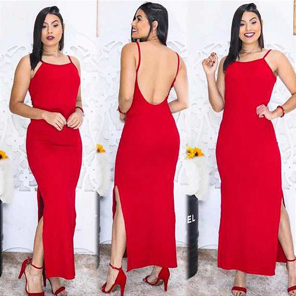 vestido comprido com fenda