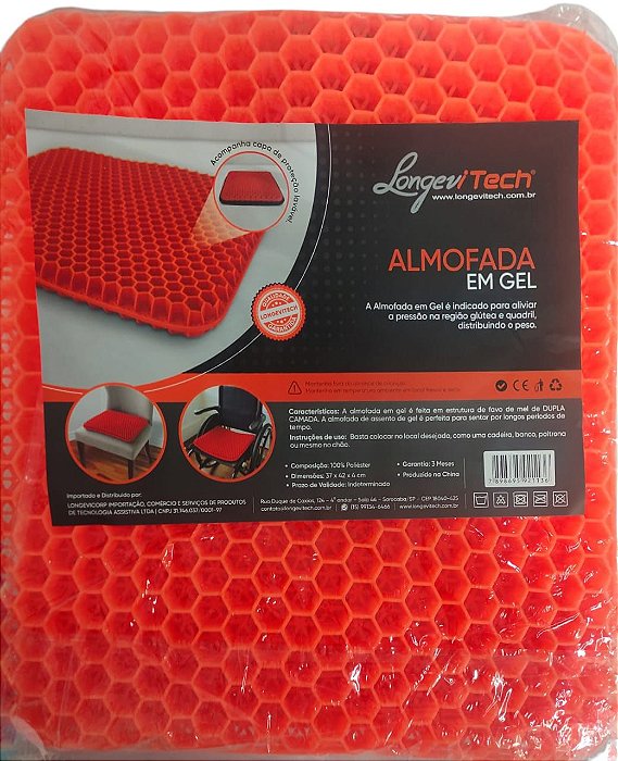 Almofada assento em Gel Silicone Dupla Camada longevitech