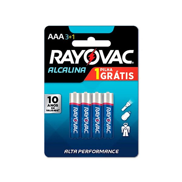 Pilha Pequena AA Alcalina Pague 3 Leve 4 Rayovac