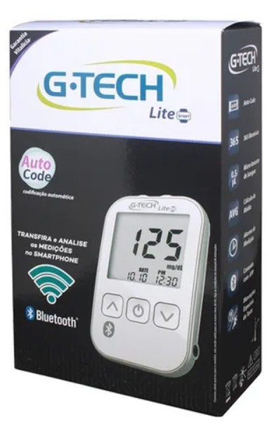 Medidor De Glicose G-Tech Lite Smart Com Bluetooth + 10 Tira