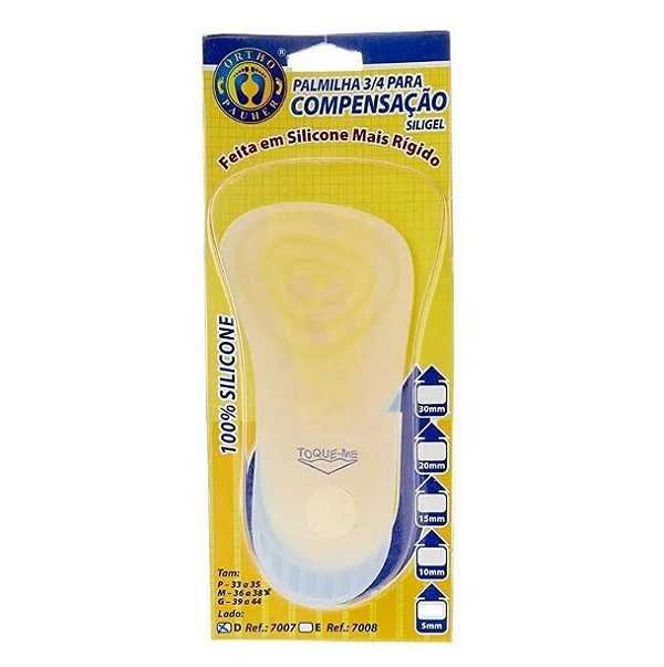 Palmilha Silicone 3/4 De Compensação 15mm Ortho Pauher