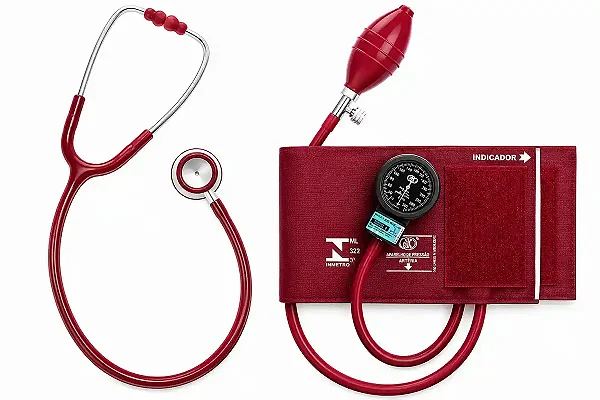 Conjunto Aparelho de Pressão Adulto Nylon + Estetoscópio Vinho – BIC