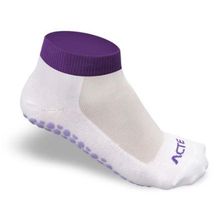 Meia Para Pilates Branco/Roxo Tam 34/38 Acte